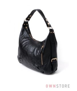 Купить сумку женскую черную кожаную с пряжками - арт.0339